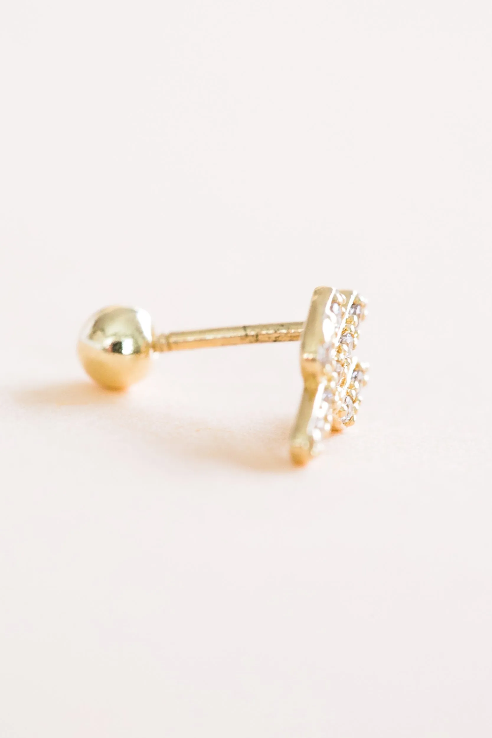 14k Gold Jewelry Cz Cute Cactus Barbell Ear Stud Piercing