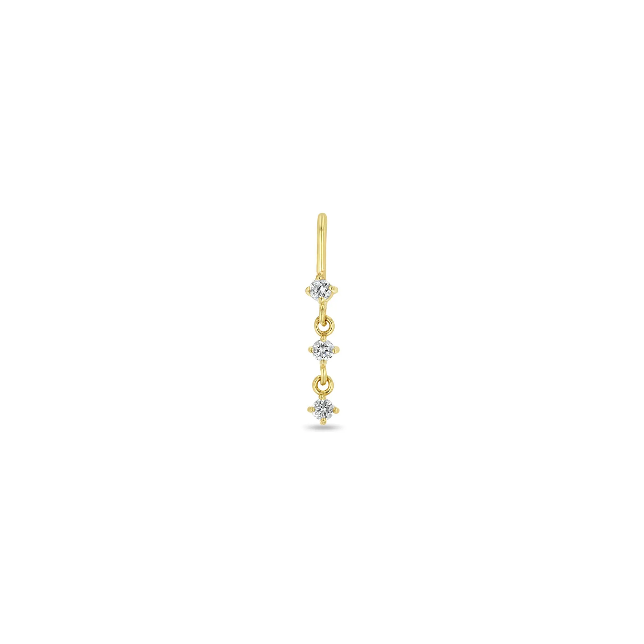 14k Single 3 Prong Diamond Drop Pendant