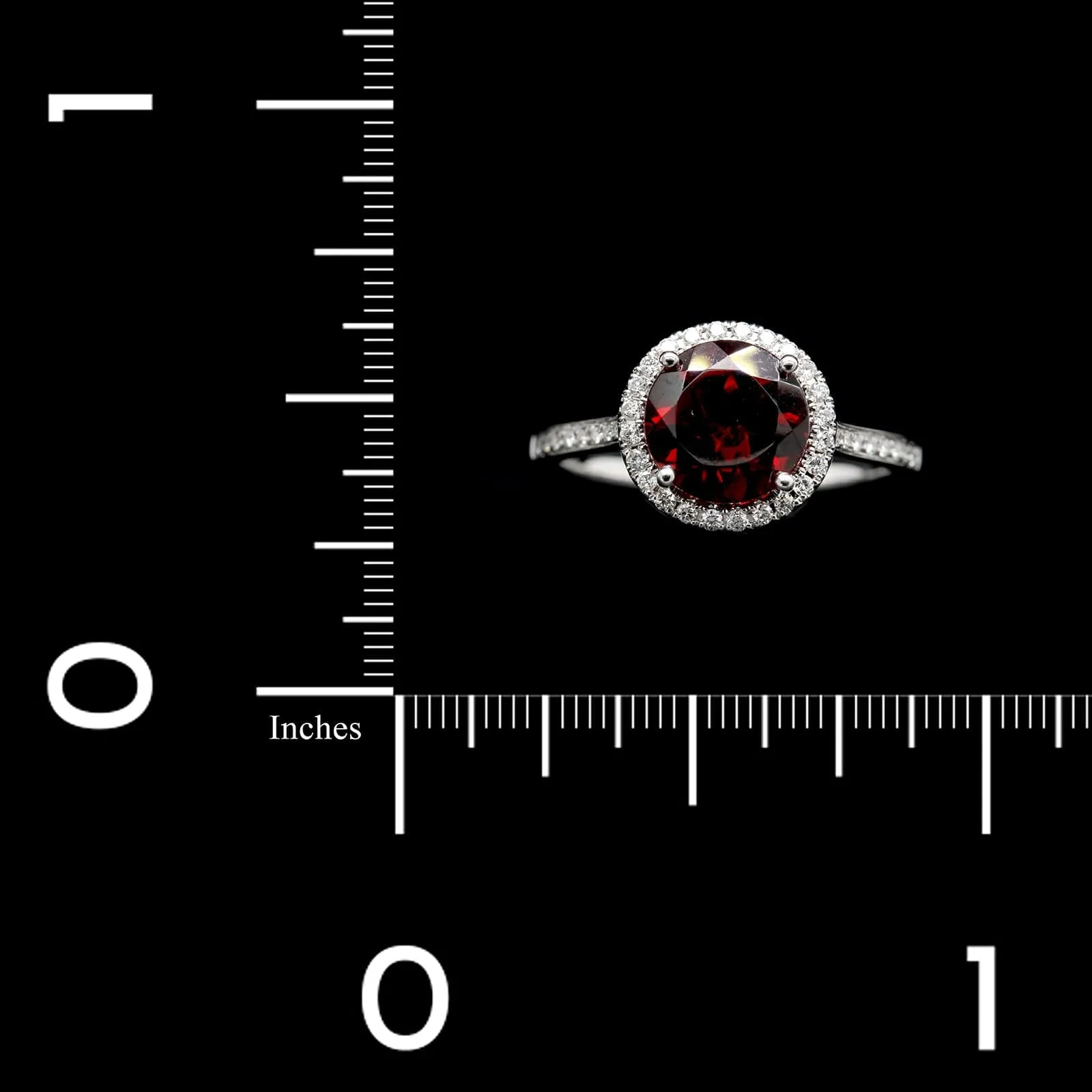 14K White Gold Estate Garnet and Diamond Ring