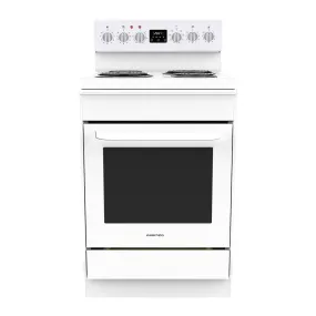 600mm Freestanding Stove, Radiant Coil Cooktop, 8 Function Electric Oven, White