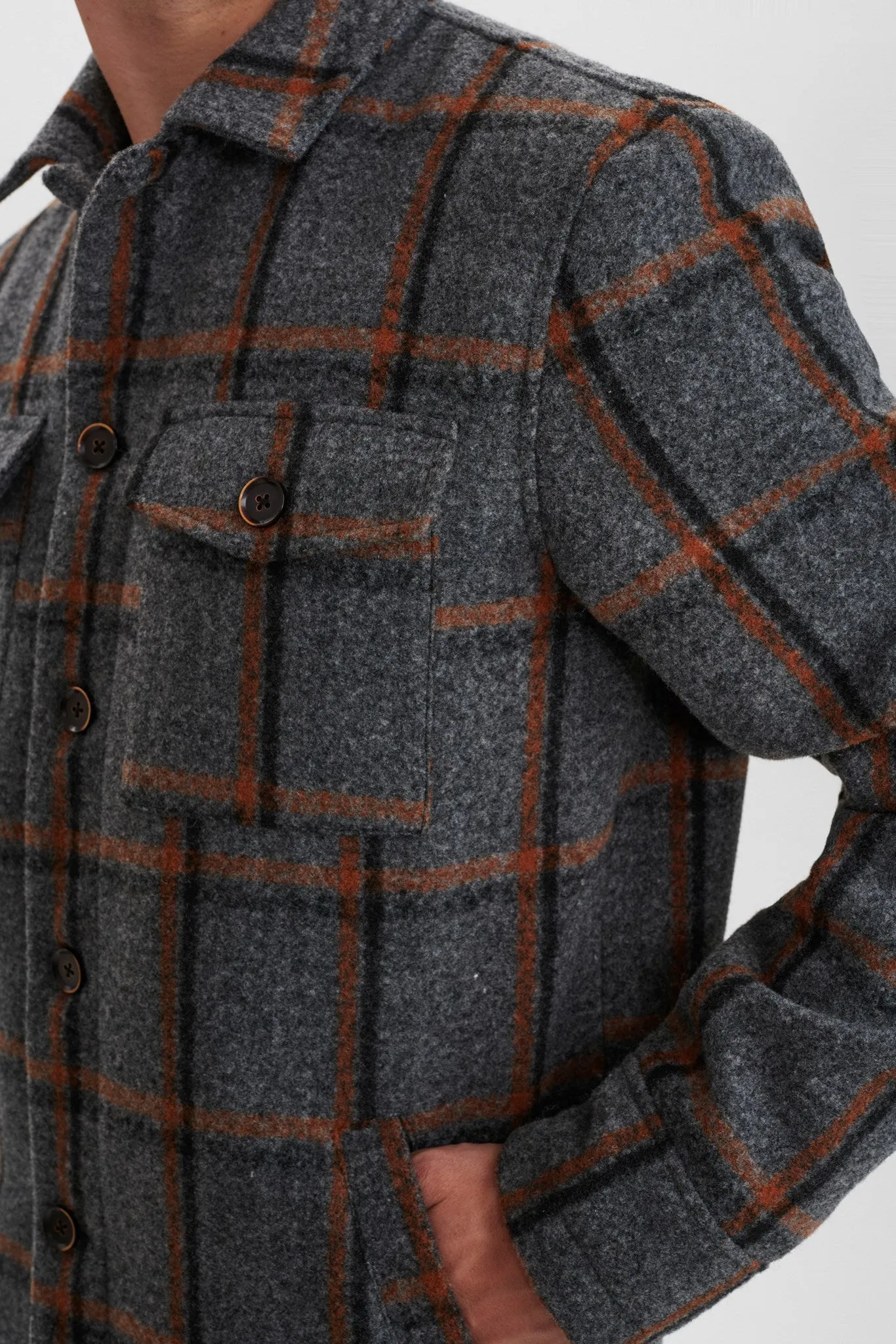 AKBASTIAN CHECK JACKET - Granit grey mel