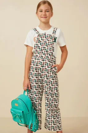 Brushed Floral Print Overalls