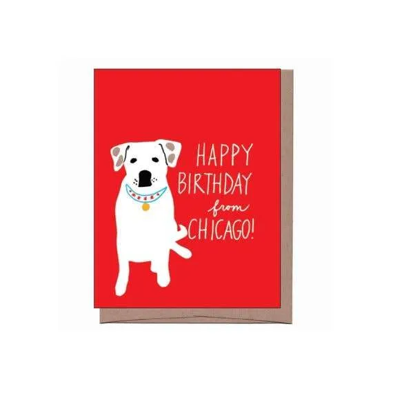 Chicago Dog Collar Birthday Greeting Card