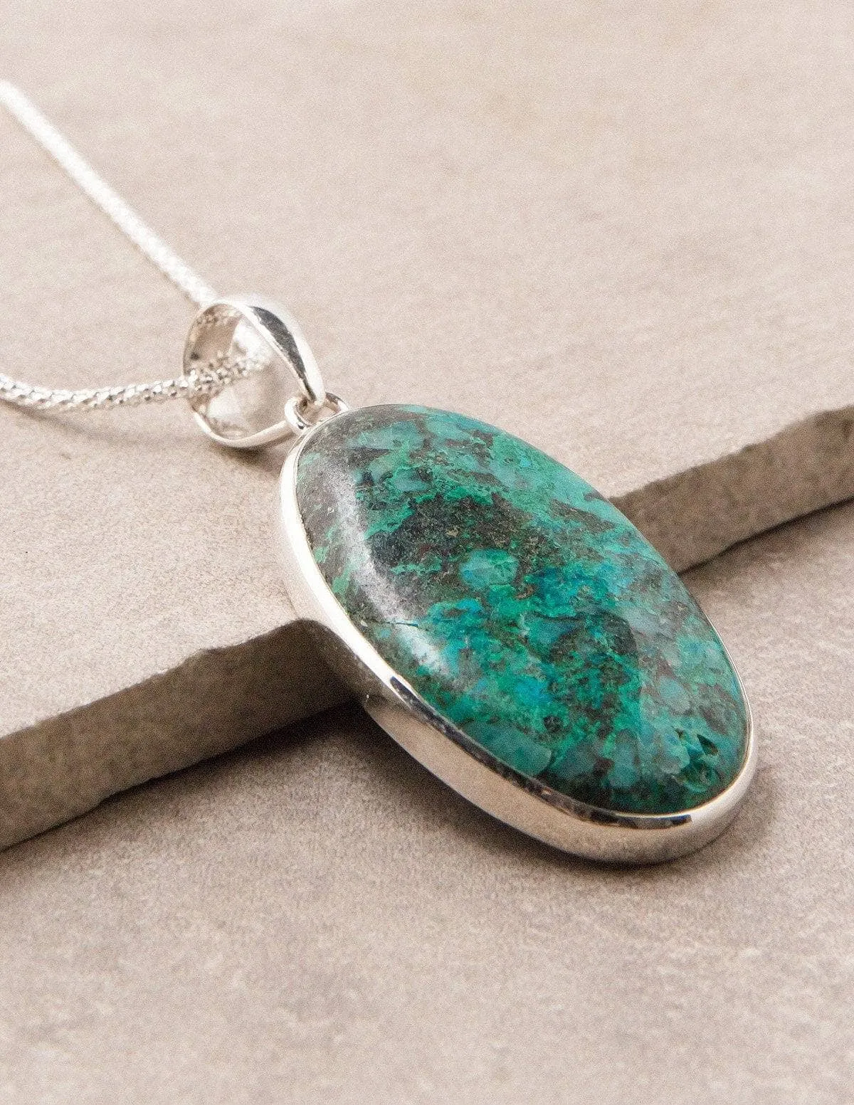 Chrysocolla Oval Pendant Necklace