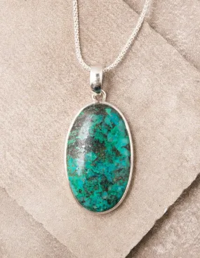 Chrysocolla Oval Pendant Necklace