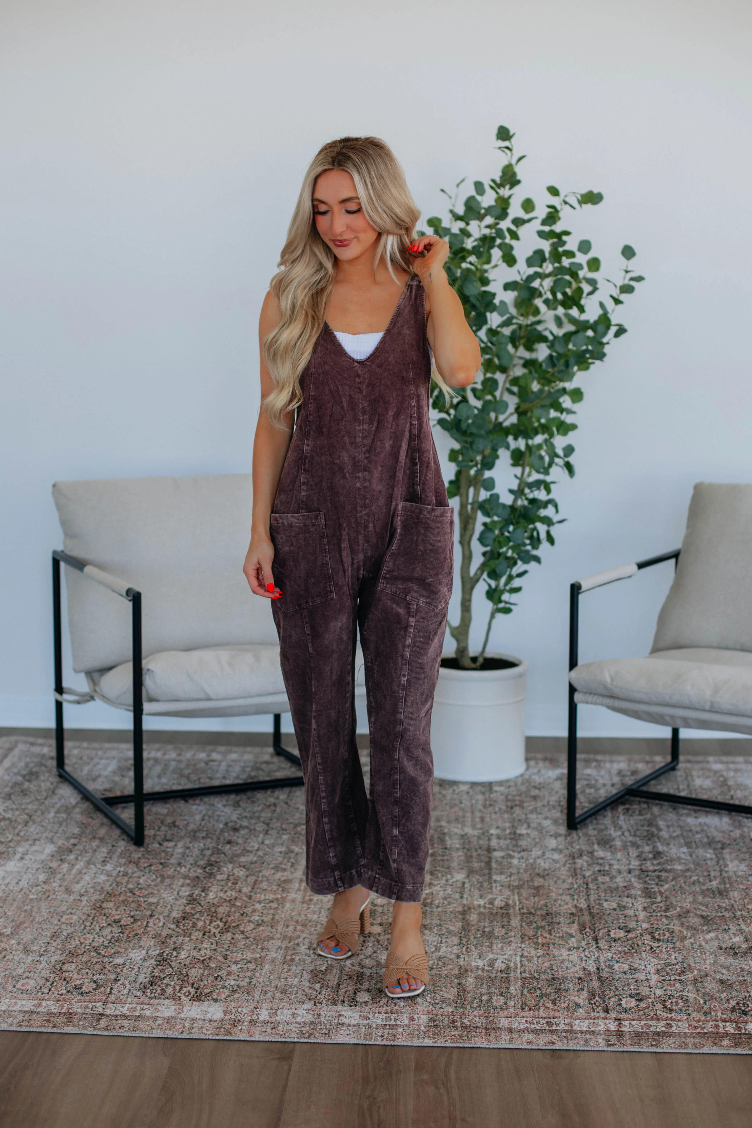 Coleman Corduroy Overalls - Plum