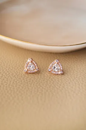 Dazzling Triangle Rose Gold Plated Sterling Silver Stud Earrings