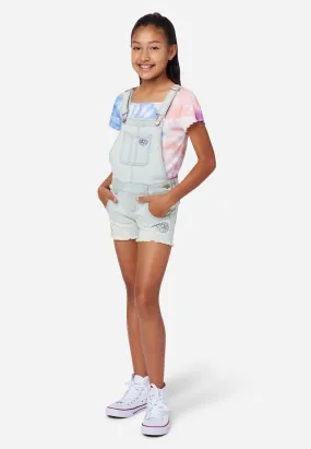 Distressed Graphic Denim Shortalls