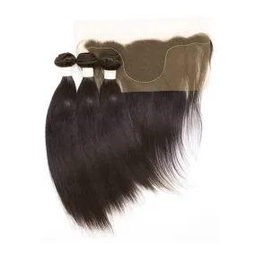 EZ DIY STRAIGHT 101214 13X4 TEMPLE | Virgin Remy Human Hair Bundle Weave