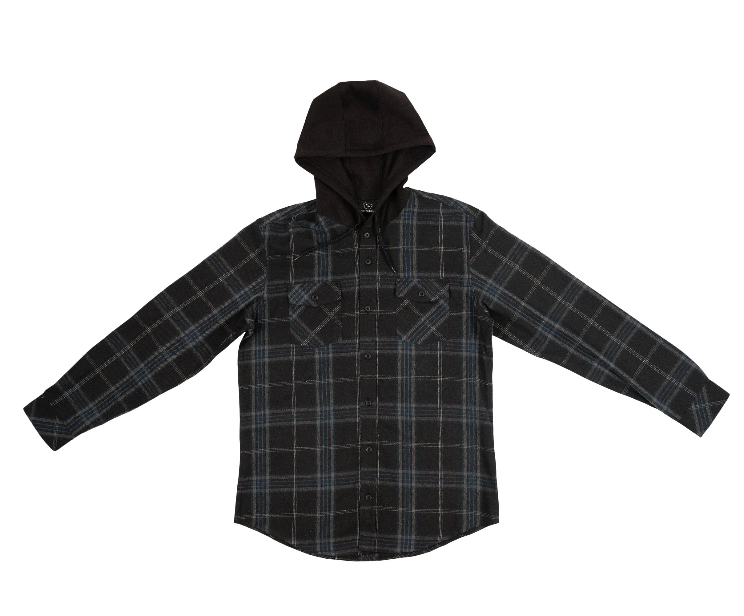 Flannel Shirt With Hood - Black & Grey