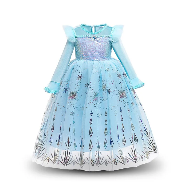 Frozen Elsa Inspired Princess Girls Cosplay Costume