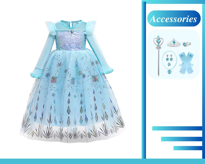 Frozen Elsa Inspired Princess Girls Cosplay Costume