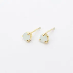 Gold Vermeil & Aquamarine Round Claw Set Studs