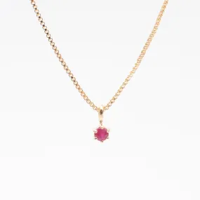 Gold Vermeil Round Claw Set Ruby Necklace