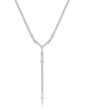 Hex Pave Disc Lariat- Silver