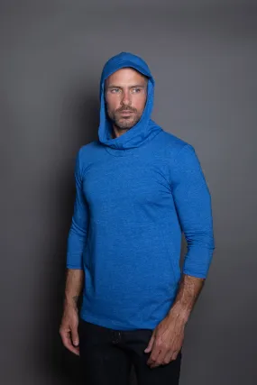 Men's 3/4 Sleeve Cowl Neck Visor Hoodie