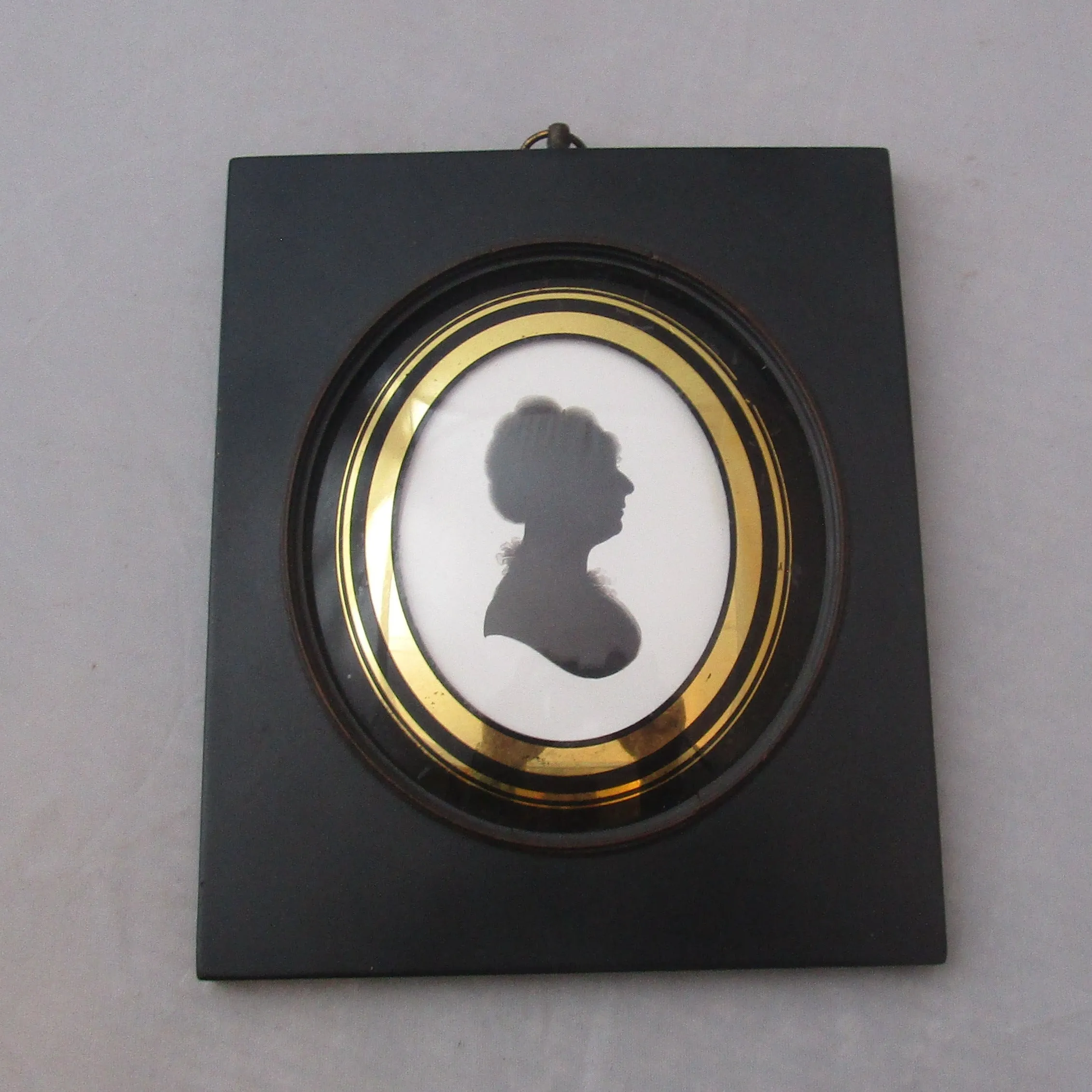 Miniature Silhouette On Plaster Mrs Gaye Antique Georgian c1807