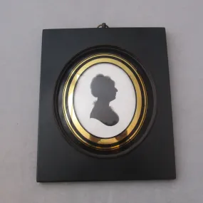 Miniature Silhouette On Plaster Mrs Gaye Antique Georgian c1807