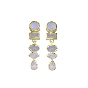 Multi Shape Gemstone Drop Stud Earrings