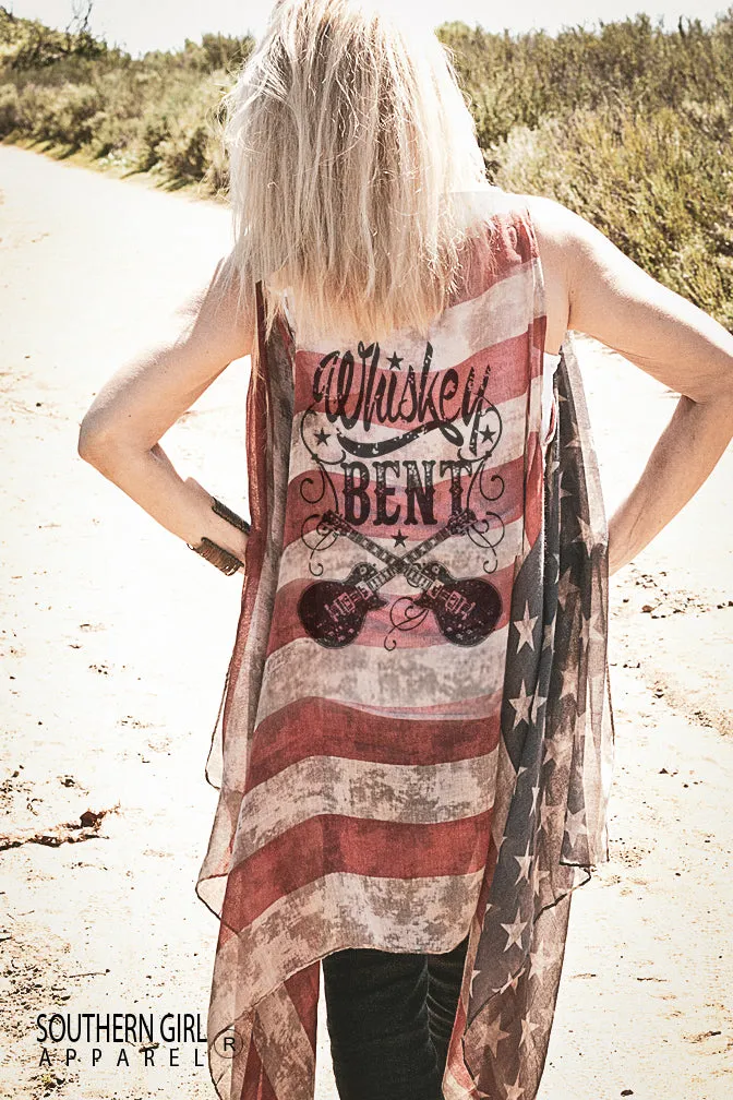 "Whiskey Bent" Vintage American Flag Vest