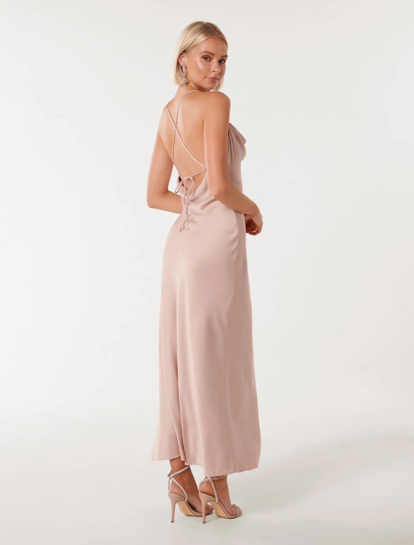 Ruby Tie Back Satin Maxi Dress