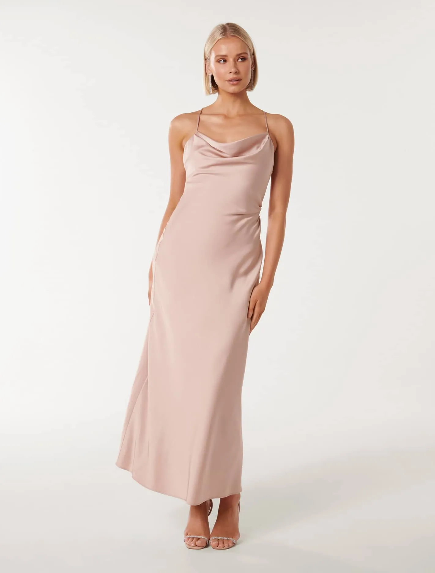 Ruby Tie Back Satin Maxi Dress