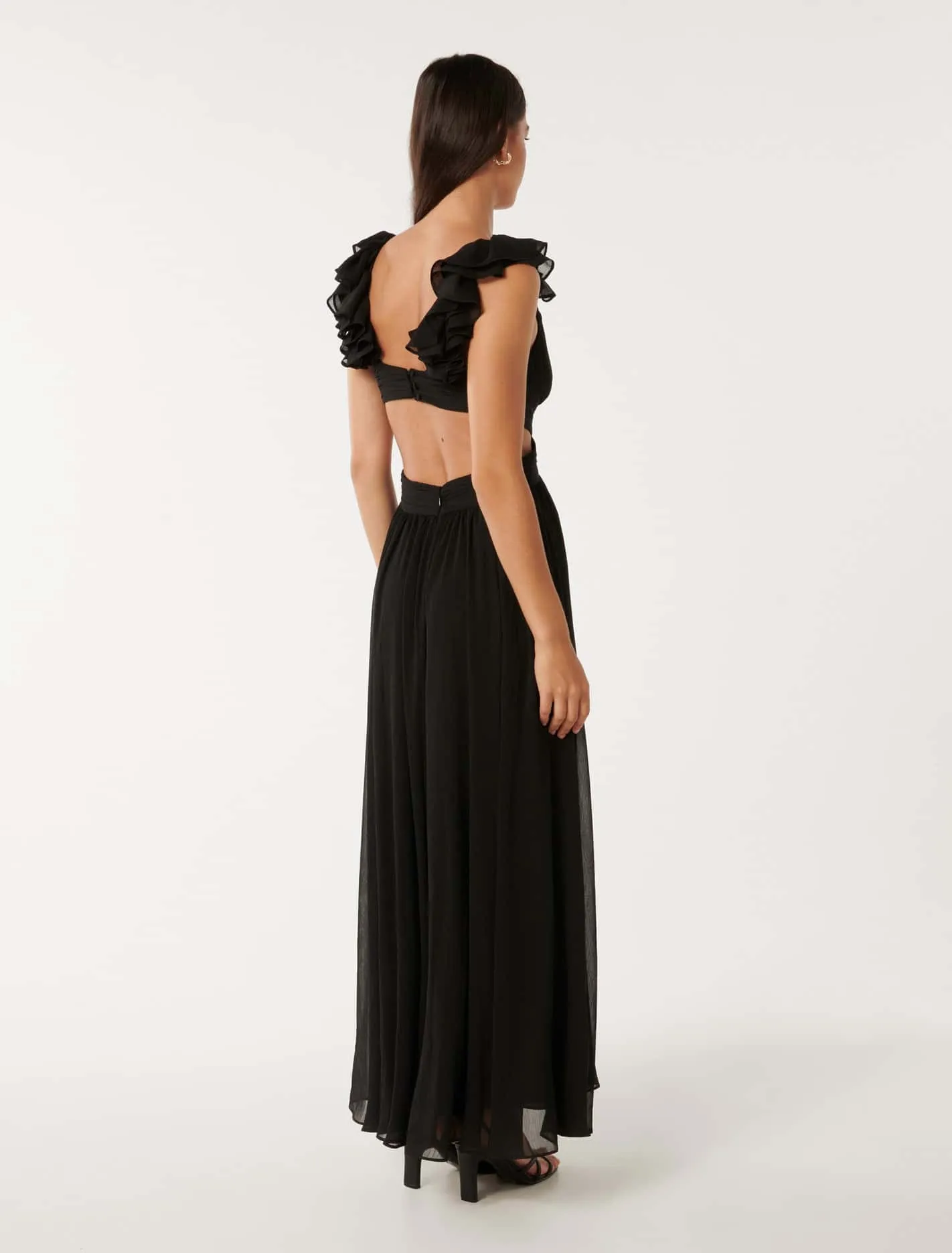 Selena Ruffle Shoulder Maxi Dress