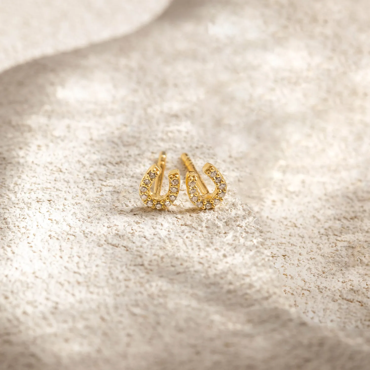 Tiny Horseshoe Studs | Gold