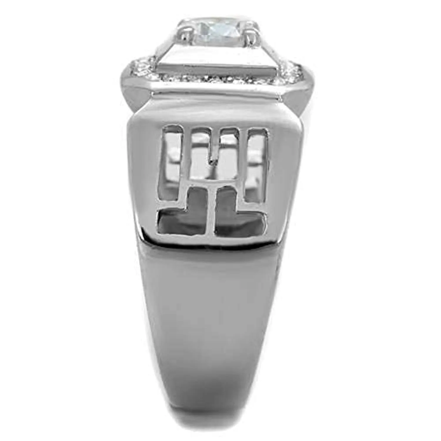 WildKlass Stainless Steel Ring High Polished (no Plating) Men AAA Grade CZ Clear