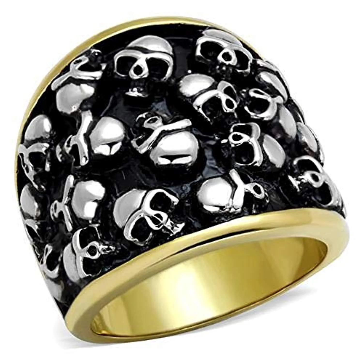 WildKlass Stainless Steel Ring Two-Tone IP Gold Men