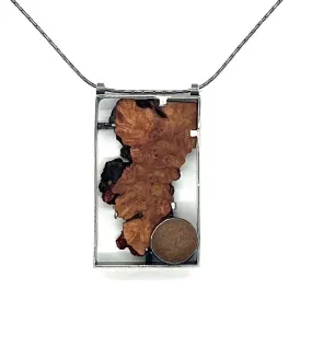 Wood Slice and Rock Pendant