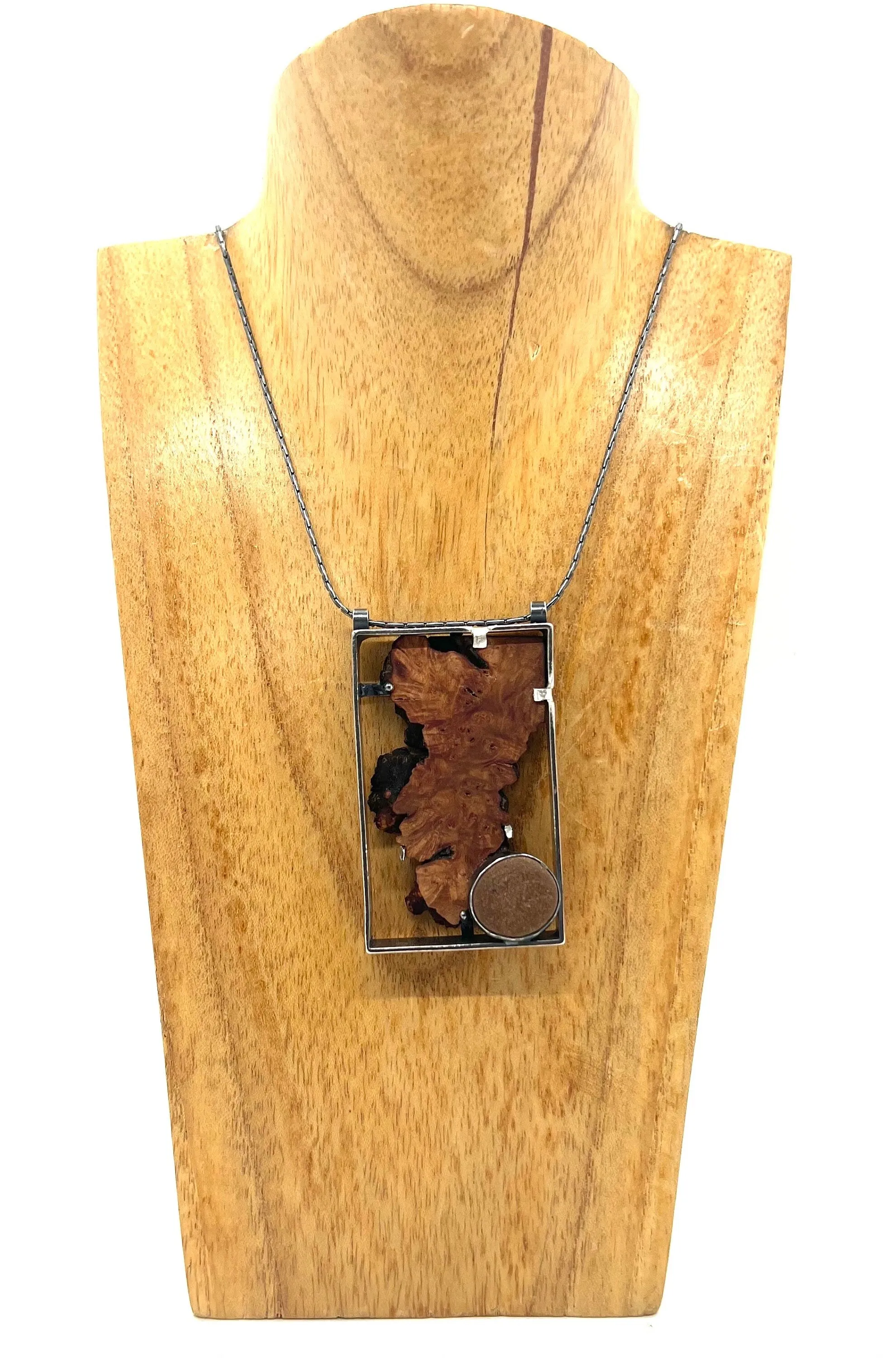 Wood Slice and Rock Pendant