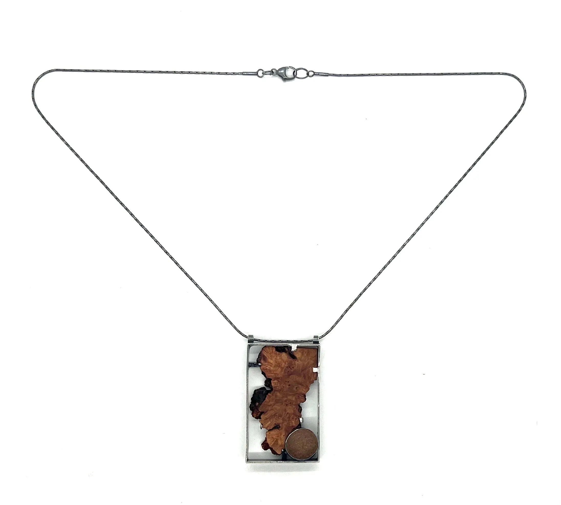 Wood Slice and Rock Pendant